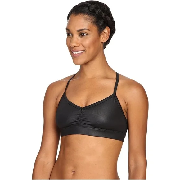 Alo Yoga Sunny Strappy Sports Bra Glossy Black Size S - Picture 3 of 10